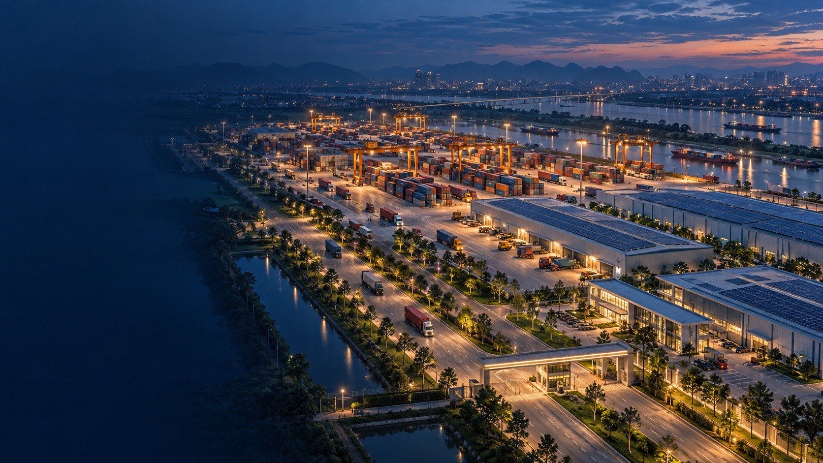 Minh hoạ trung tâm logistics và cảng cạn