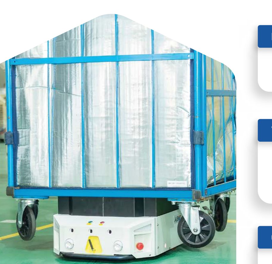 AGV B300 nâng và chở lồng hàng trong nhà máy